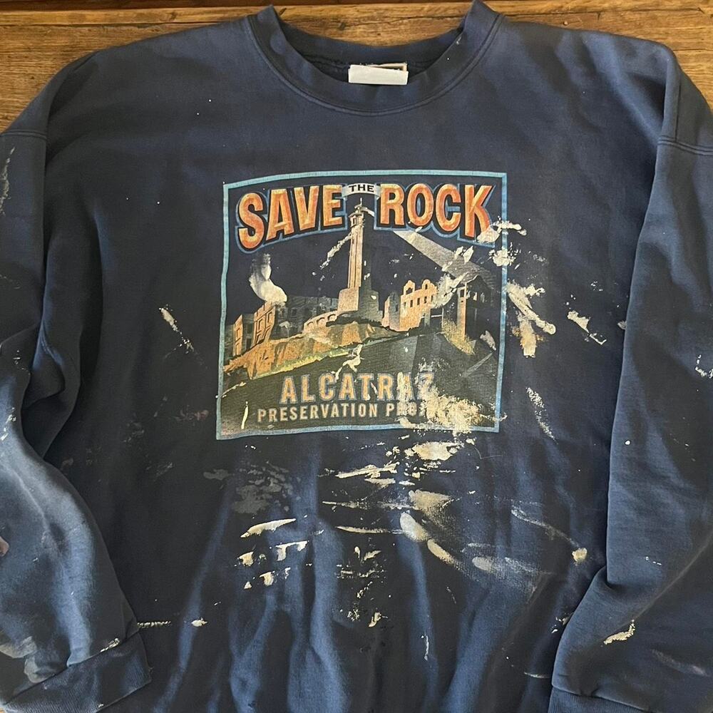 Vintage Hanes The Rock sweatshirt grunge paint markings